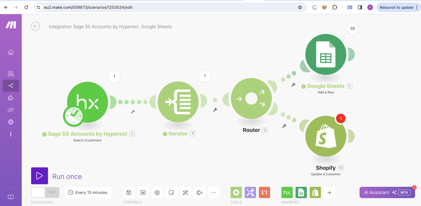 Make User Interface Scenario with Sage 50 Accounts Connector by Hyperext