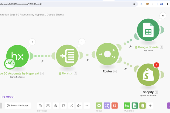 Make User Interface Scenario with Sage 50 Accounts Connector by Hyperext